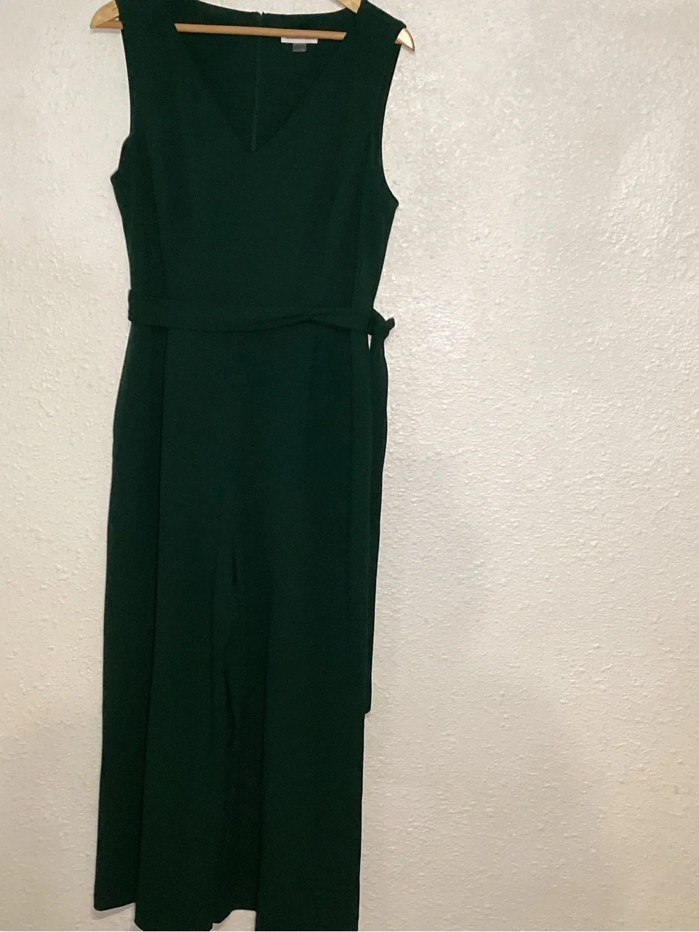 Calvin Klein women’s Sleeveless V-Neck Wide-Leg Jumpsuit in Deep Green size 12